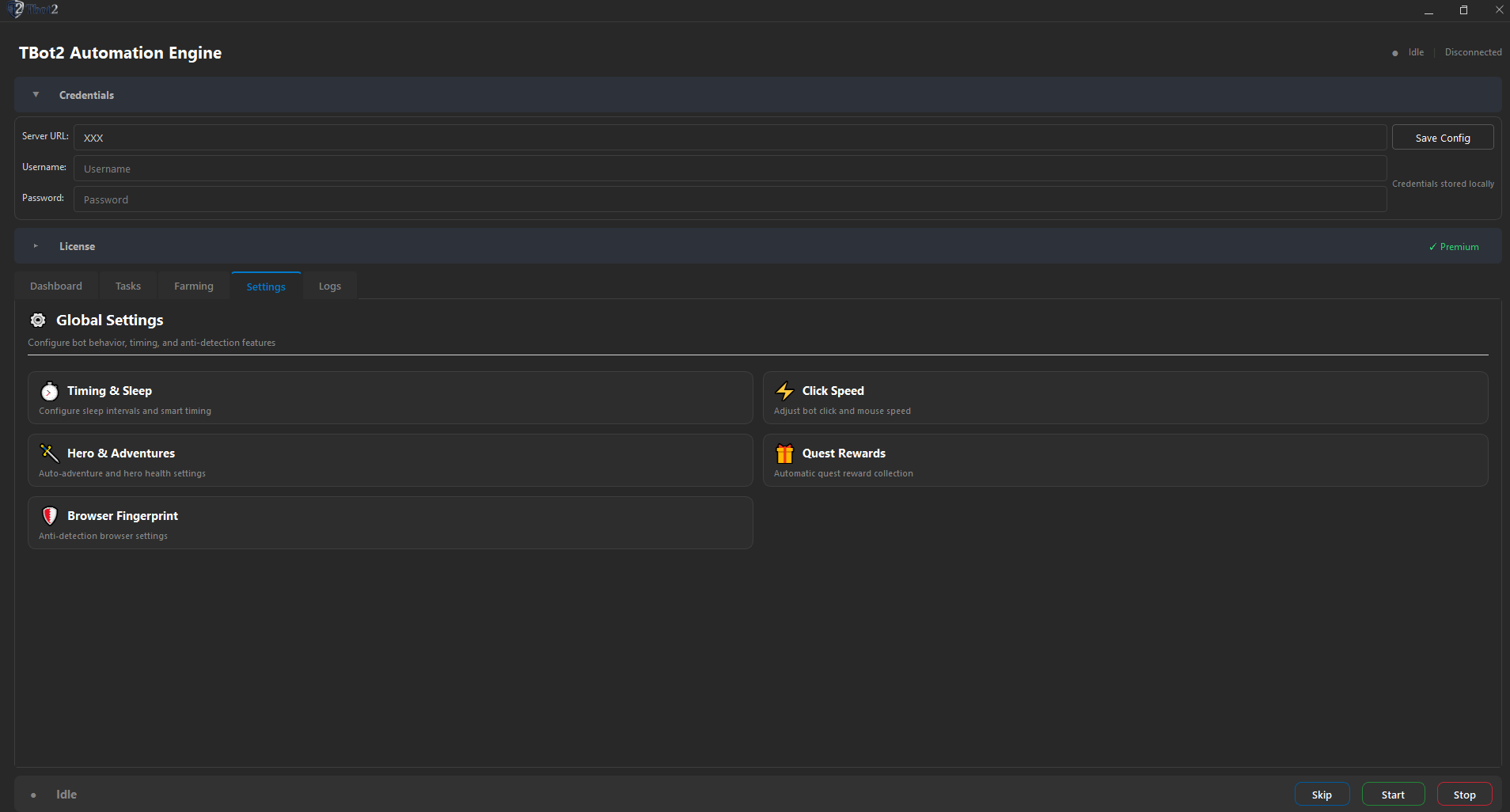 TBot2 New Settings Tab Design